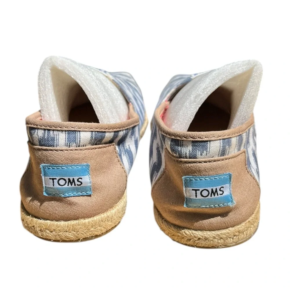 Toms Alpargata Rope‎ Espadrille Flat Slip On Blue White Shoe Casual Women's 8.5